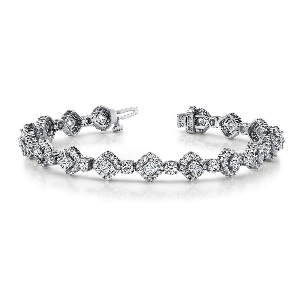 Princess & Round Cut 11.65 ct diamanten Spotlight armband wit goud - harrychadent.nl