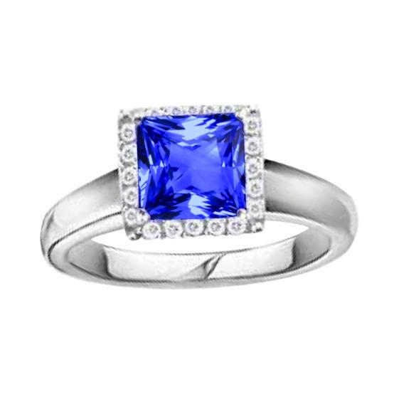 Princess Shaped Ceylon Sapphire Diamonds Edelsteen Ring 5.40 Karaat - harrychadent.nl