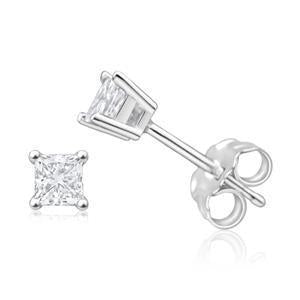 Princess Shaped F Vs1 Diamond Stud Oorbellen 2.0 karaat witgoud 14K - harrychadent.nl