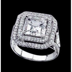 Princess center pave diamanten Halo Ring 2,25 karaat witgoud 14K