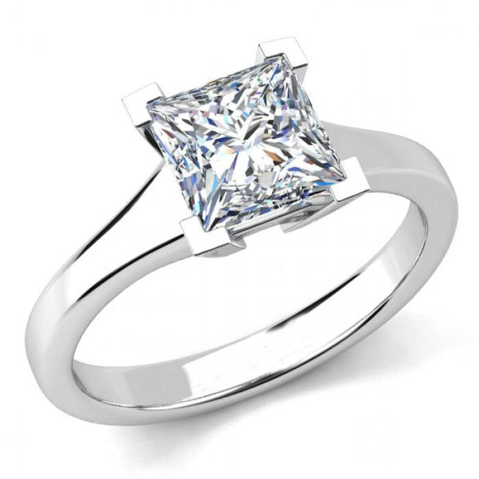 Princess Cut 1 Karaat Echt Diamanten Verlovingsring 14K Witgoud