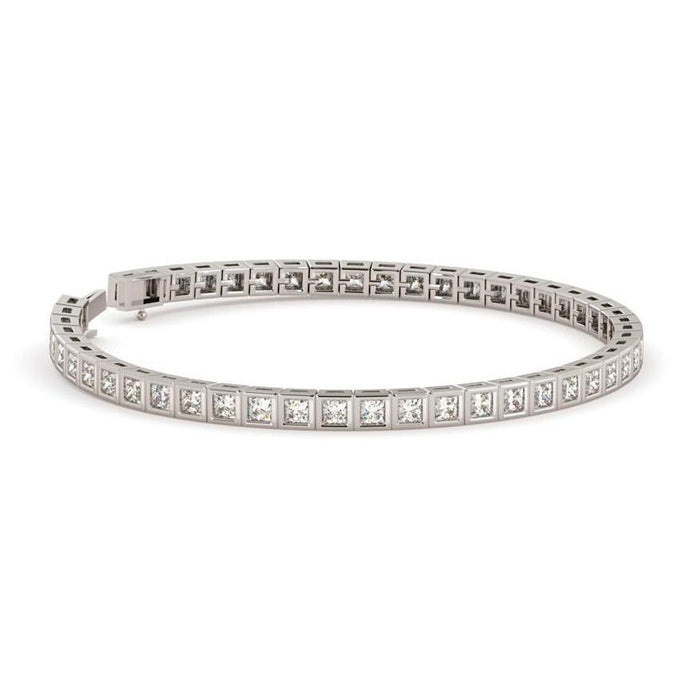 Princess Cut 6 karaats Bezel Set Echt Diamanten Tennis Armband WG - harrychadent.nl