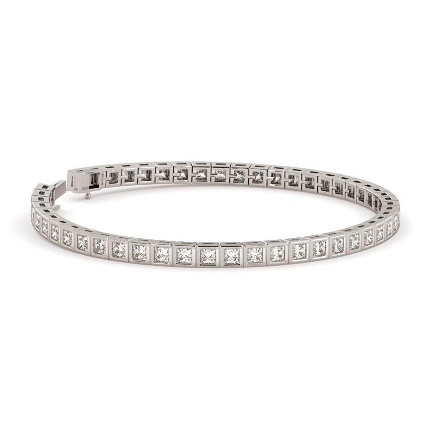 Princess Cut 6 karaats Bezel Set Echt Diamanten Tennis Armband WG - harrychadent.nl