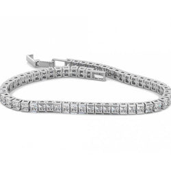 Princess Cut Channel Set 7,50Ct Echt Diamanten Tennisarmband Wit Goud