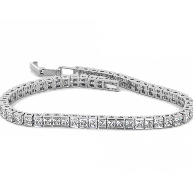 Princess Cut Channel Set 7,50Ct Echt Diamanten Tennisarmband Wit Goud - harrychadent.nl