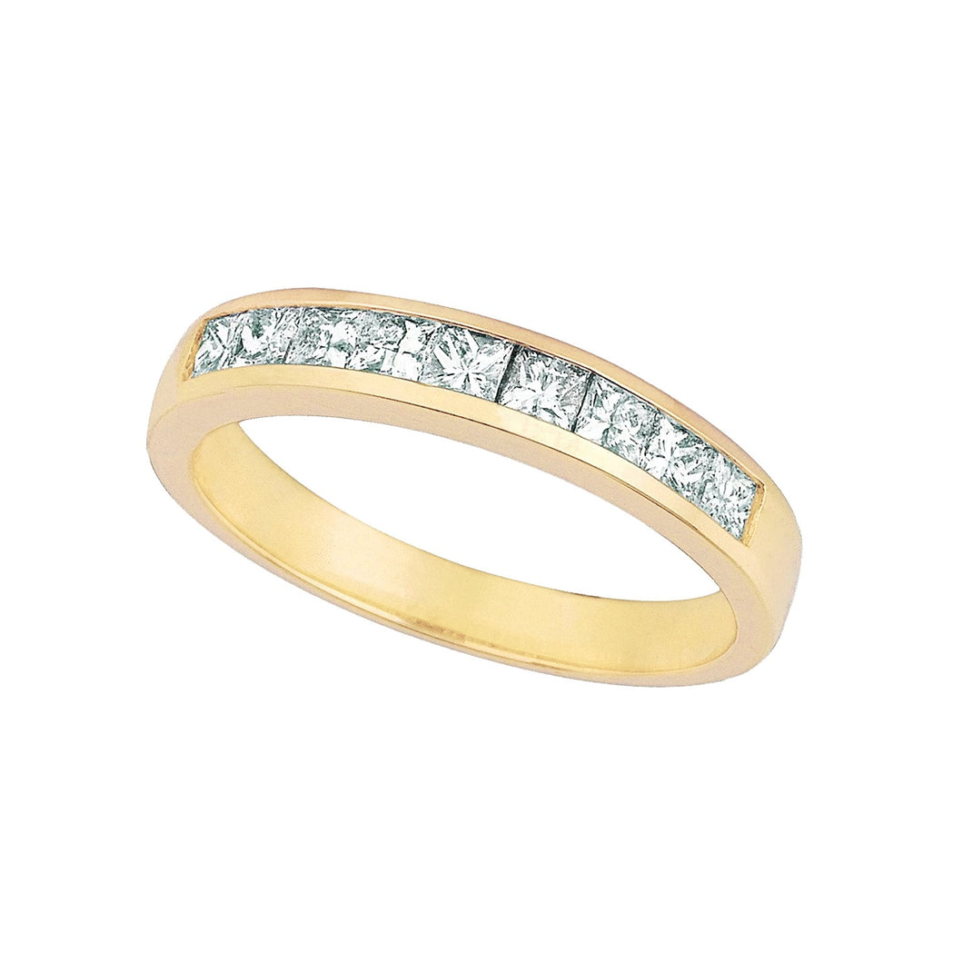 Princess Cut Echt Diamond Eternity Band 2,25 Karaat 14K Geel Goud