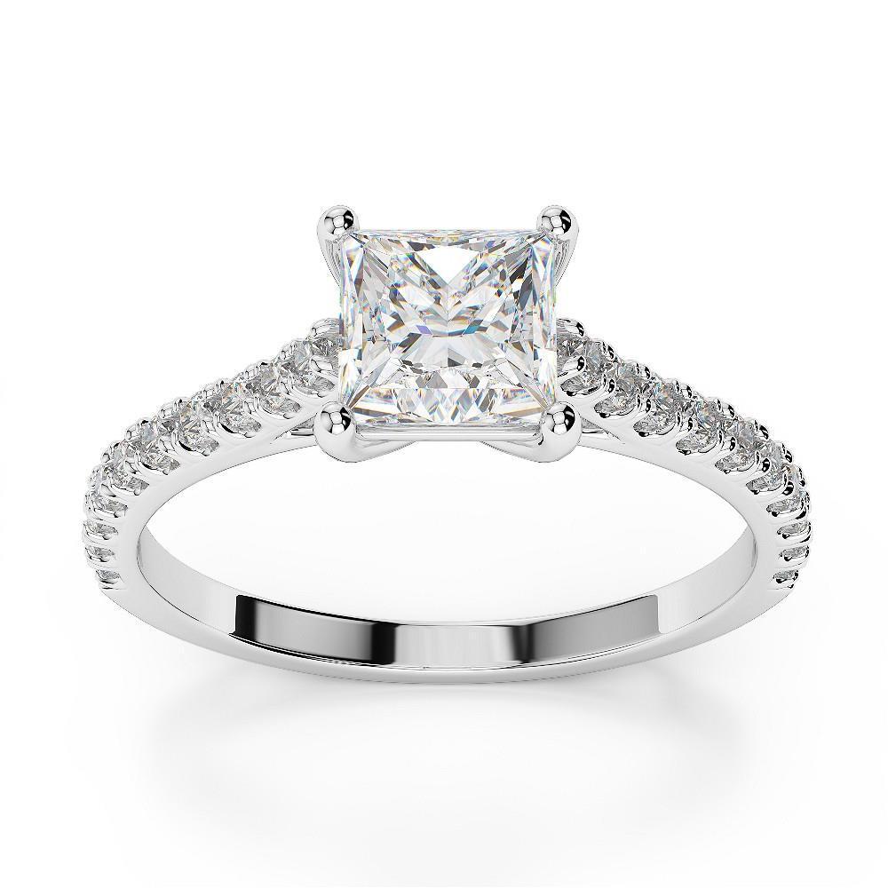 Princess Cut Met Ronde Echt Diamanten Ring 2,25 Karaat Met Accenten