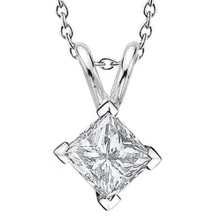 Prinsesslijpsel Solitaire Echte Natuurlijke uit de aarde gewonnen Diamanten Hanger Ketting 2.0 Ct. Witgoud 14K