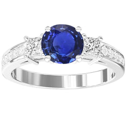 Prinses Diamant 3 stenen stijl Ceylon Sapphire Ring 3,50 karaat goud