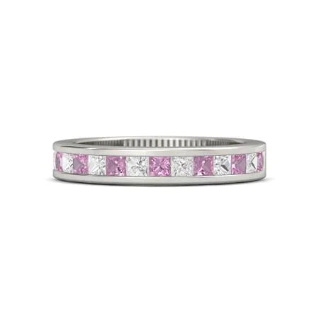 Prinses Diamanten Comfort Fit roze saffierband 2,40 karaat