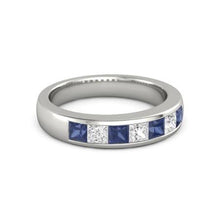 Afbeelding in Gallery-weergave laden, Prinses Diamanten blauwe saffier band 2,50 karaat witgoud 14K - harrychadent.nl
