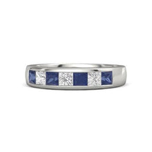 Afbeelding in Gallery-weergave laden, Prinses Diamanten blauwe saffier band 2,50 karaat witgoud 14K - harrychadent.nl
