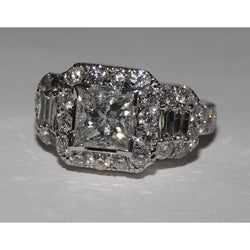 Prinses Geslepen Diamant Invoegen Verlovingsring Enhancer goud 14K 4 Ct