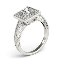 Afbeelding in Gallery-weergave laden, Prinses Halo diamanten ring met accenten 1,50 ct. Wit goud 14K - harrychadent.nl
