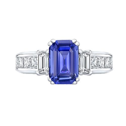 Prinses & Smaragd Diamant Blauwe Saffier Jubileumring 3 karaat - harrychadent.nl