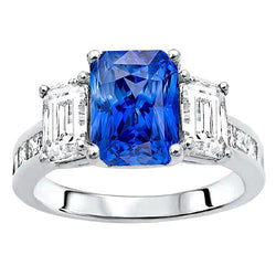 Prinses & SmaragdDiamant stralende saffier Ring 4 karaats kanaalset