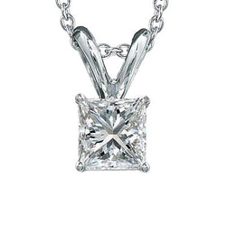 Prinses diamant Solitaire ketting hanger 1,0 karaat witgoud 14K