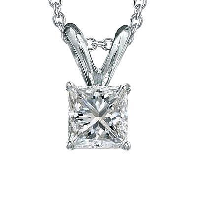 Prinses diamant Solitaire ketting hanger 1,0 karaat witgoud 14K - harrychadent.nl