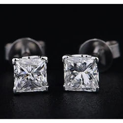 Prinses diamanten oorknopjes 1,50 karaat witgoud 14K