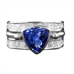 Prinses diamanten ring biljoen saffier vintage stijl 3 karaat sieraden