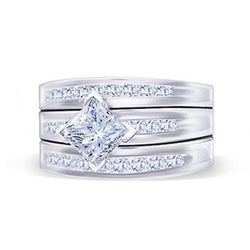 Prinses en ronde diamanten verlovingsring 2.75 karaat diamanten band
