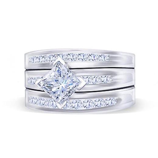 Prinses en ronde diamanten verlovingsring 2.75 karaat diamanten band - harrychadent.nl