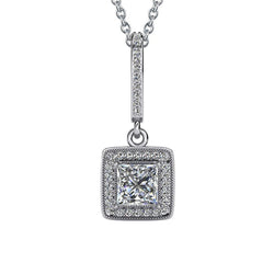 Prinses geslepen diamanten druppel hanger ketting 4,34 karaat witgoud 14K