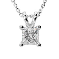 Prinses geslepen diamanten halsketting hanger 1 kt witgoud 14K sieraden