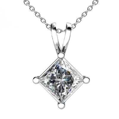 Prinses geslepen diamanten hanger ketting 2,50 karaat Lady White Gold 14K - harrychadent.nl