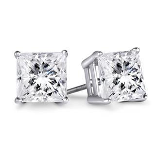 Prinses geslepen diamanten oorbel witgoud 14K 1,20 ct pinnenset - harrychadent.nl