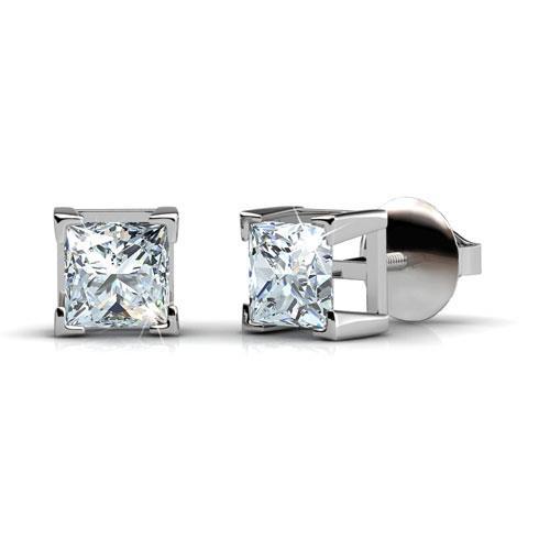 Prinses geslepen diamanten oorknopjes 1,60 ct witgoud 14k - harrychadent.nl
