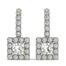 Afbeelding in Gallery-weergave laden, Prinses &amp; ronde diamanten 2.20 karaat Dangle Oorbellen wit goud 14K - harrychadent.nl
