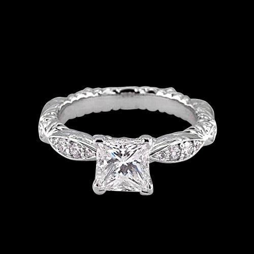 Prinses & ronde diamanten verlovingsring 1.50 karaat witgoud 14K - harrychadent.nl