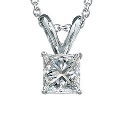 Prinses Echt Diamant Solitaire Ketting Hanger 1,0 Karaat Witgoud 14K