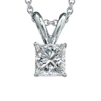 Prinses Echt Diamant Solitaire Ketting Hanger 1,0 Karaat Witgoud 14K