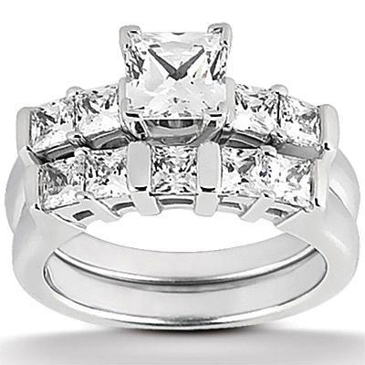 Prinses Echt Diamanten Verlovingsring Set 2.11 Karaat Witgoud 14K - harrychadent.nl