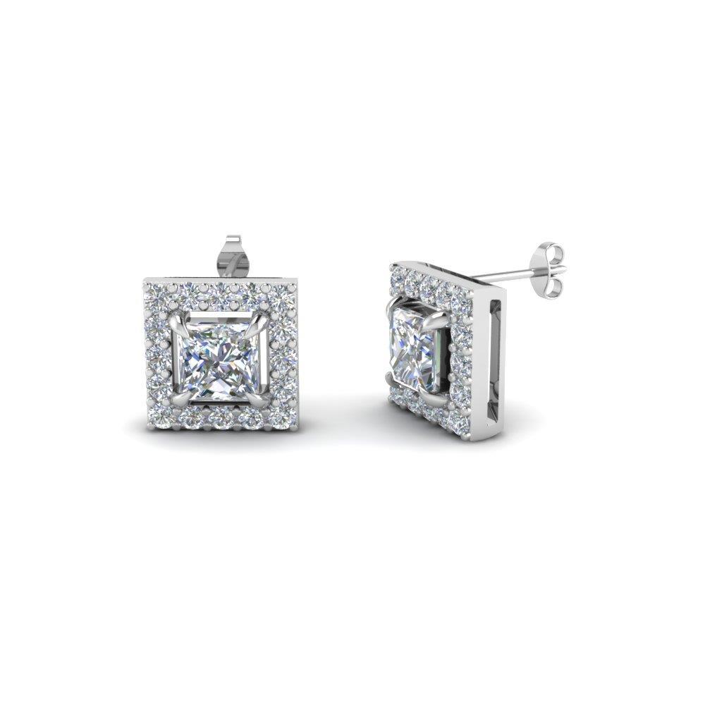 Prinses En Rond Geslepen 1,80 Ct. Halo Oorbellen Met Echt Diamanten Studs