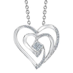 Prinses En Ronde Echt Diamanten Hart Liefde Hanger Sieraden 1,80 Karaat