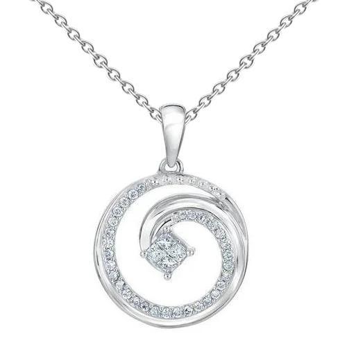 Prinses En Ronde Liefdescirkel Echt Diamanten Hanger Wit Goud 2,55 Karaat