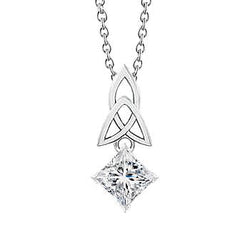 Prinses Geslepen Echt Diamanten Knoop Hanger 1,0 Karaat Witgoud 14K