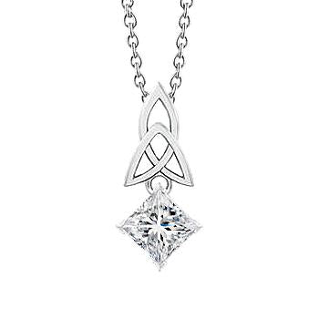 Prinses Geslepen Echt Diamanten Knoop Hanger 1,0 Karaat Witgoud 14K