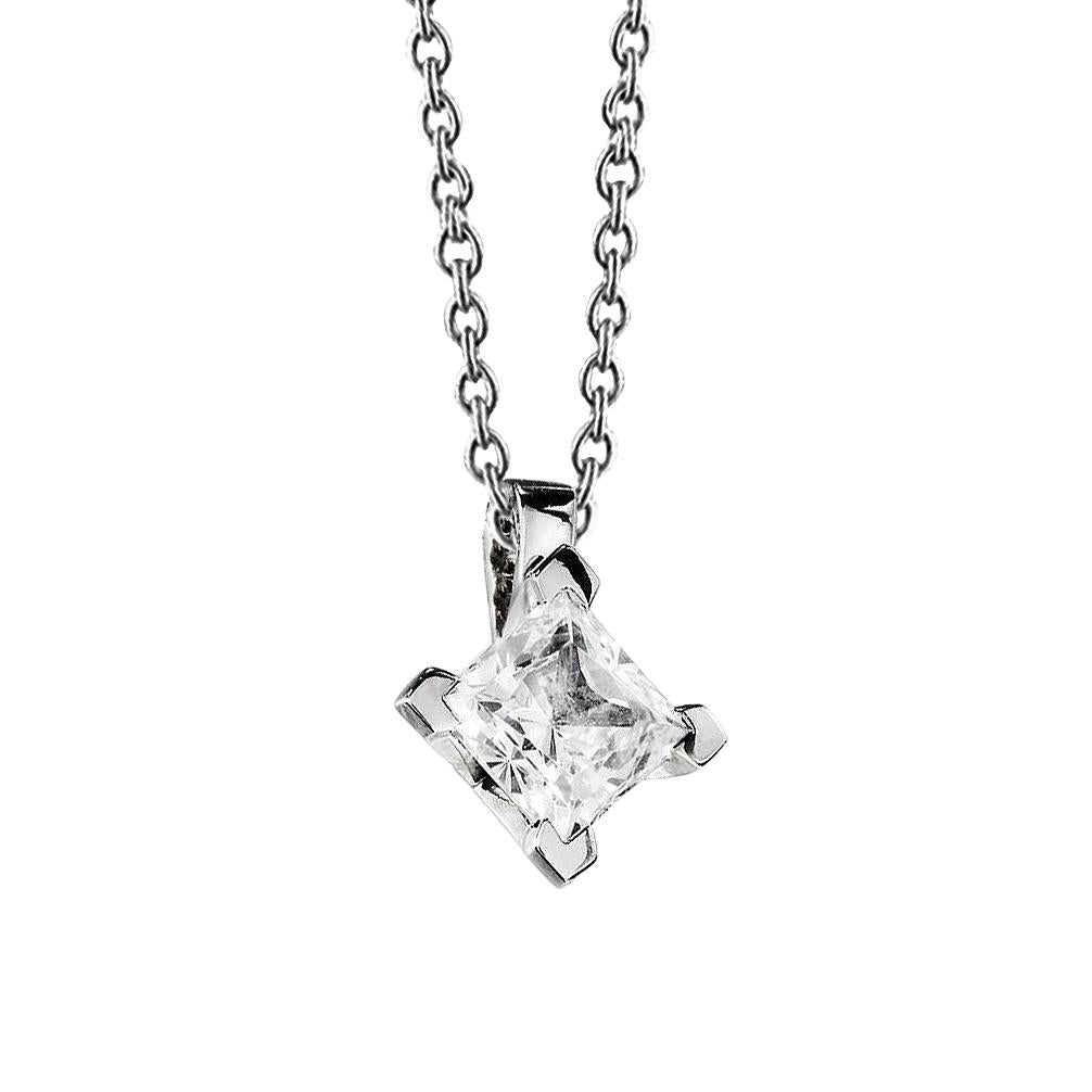 Prinses Geslepen Solitaire Echt Diamanten Hanger Ketting 1,50 Ct Witgoud 14K