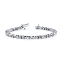 Princess & Rond Geslepen 10 Karaat Natuurlijke uit de aarde gewonnen Diamanten Tennisarmband Witgoud