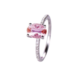 Prong Set 14,75 ct Kunziet met diamanten trouwring wit goud 14K