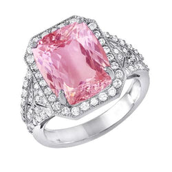 Prong Set 18,35 karaat roze kunziet met diamanten ring wit goud