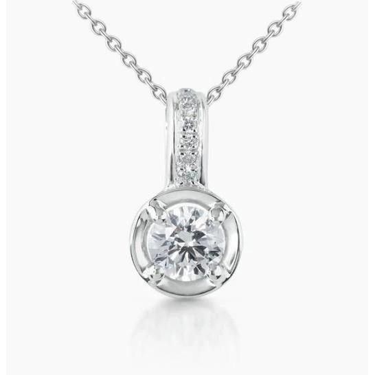 Prong Set 1,85 karaat Ronde snede Diamanten hanger ketting 14K - harrychadent.nl