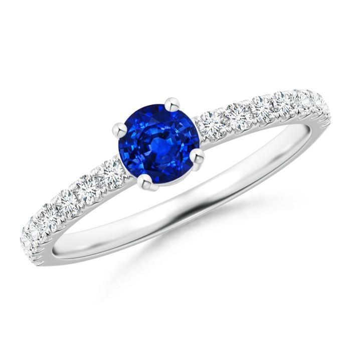 Prong Set 3.10 Ct Ceylon Sapphire Diamonds Trouwring Wit Goud 14K - harrychadent.nl