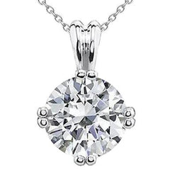 Prong Gezet 3.25 Karaat Rond Geslepen Natuurlijk uit de a aarde gewonnen Diamanten Hanger Ketting 14K Witgoud