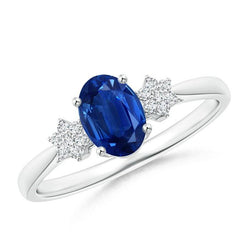 Prong Set Ceylon blauwe saffier diamanten 3.20 ct trouwring goud