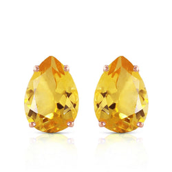 Prong Set Peer Cut 41 Ct Citrien Oorknopjes Geel Goud 14K